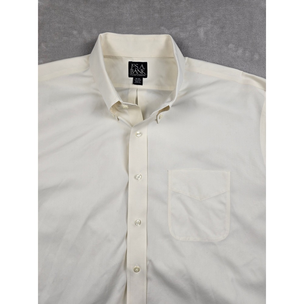 Jos.‎ A. Bank Button Down Shirt Mens 18-34 Cream Traveler Collection Cotton